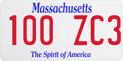 MA license plate 100ZC3