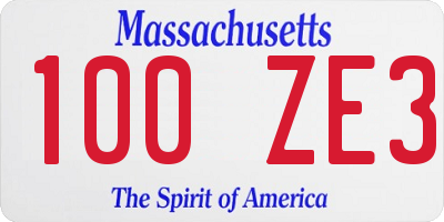 MA license plate 100ZE3