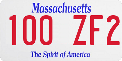 MA license plate 100ZF2