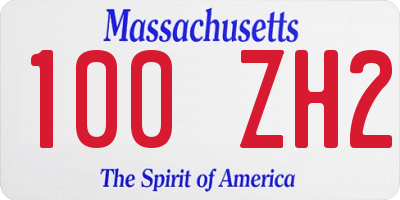 MA license plate 100ZH2