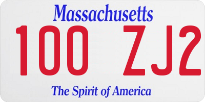 MA license plate 100ZJ2