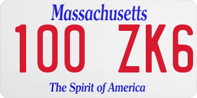 MA license plate 100ZK6