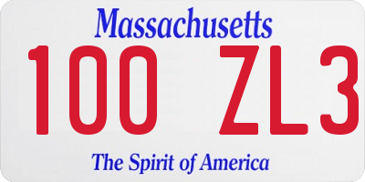 MA license plate 100ZL3