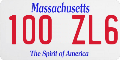 MA license plate 100ZL6