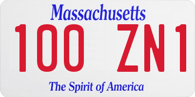 MA license plate 100ZN1