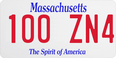 MA license plate 100ZN4