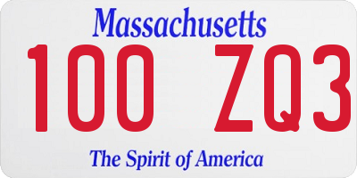 MA license plate 100ZQ3