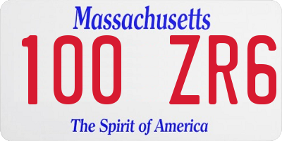 MA license plate 100ZR6