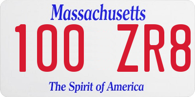 MA license plate 100ZR8