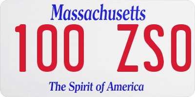 MA license plate 100ZS0