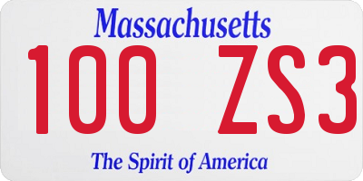 MA license plate 100ZS3