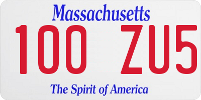 MA license plate 100ZU5