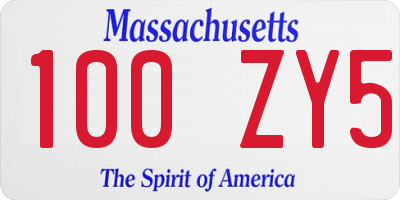 MA license plate 100ZY5