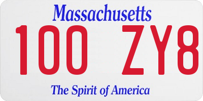 MA license plate 100ZY8