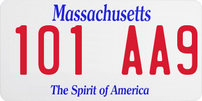MA license plate 101AA9