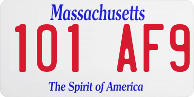MA license plate 101AF9