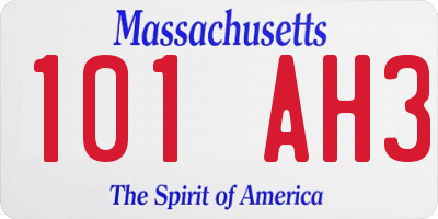 MA license plate 101AH3