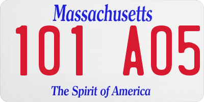 MA license plate 101AO5