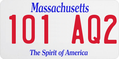 MA license plate 101AQ2