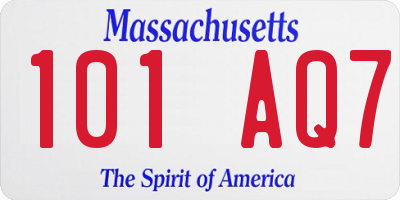MA license plate 101AQ7