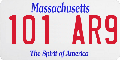 MA license plate 101AR9