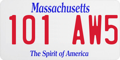 MA license plate 101AW5