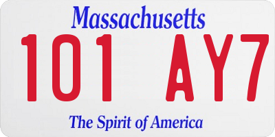 MA license plate 101AY7