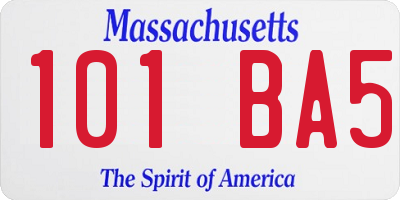 MA license plate 101BA5