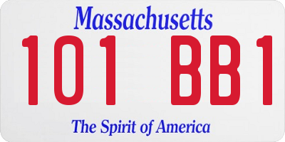 MA license plate 101BB1