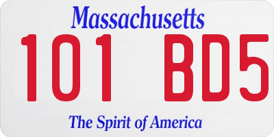 MA license plate 101BD5