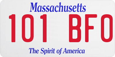 MA license plate 101BF0