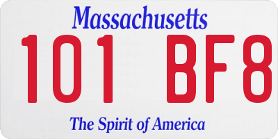 MA license plate 101BF8