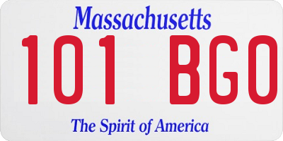 MA license plate 101BG0