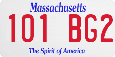 MA license plate 101BG2