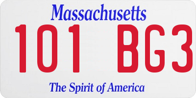 MA license plate 101BG3