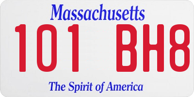MA license plate 101BH8