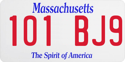 MA license plate 101BJ9