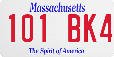 MA license plate 101BK4