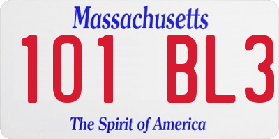 MA license plate 101BL3