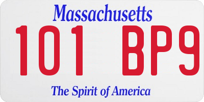 MA license plate 101BP9