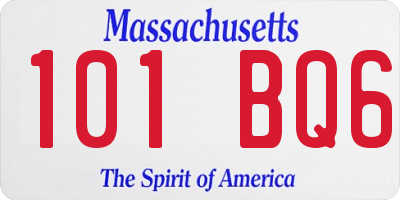 MA license plate 101BQ6