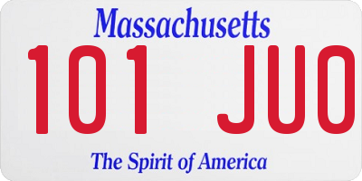 MA license plate 101JU0