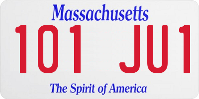 MA license plate 101JU1