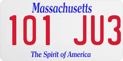 MA license plate 101JU3