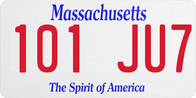 MA license plate 101JU7