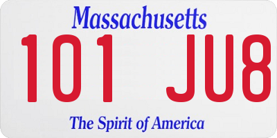 MA license plate 101JU8