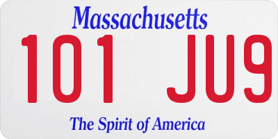MA license plate 101JU9