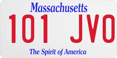 MA license plate 101JV0
