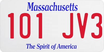 MA license plate 101JV3