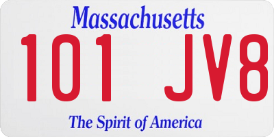 MA license plate 101JV8